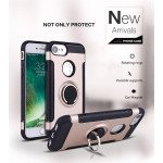 Wholesale iPhone 8 / 7 360 Rotating Ring Stand Hybrid Case with Metal Plate (Gold)
